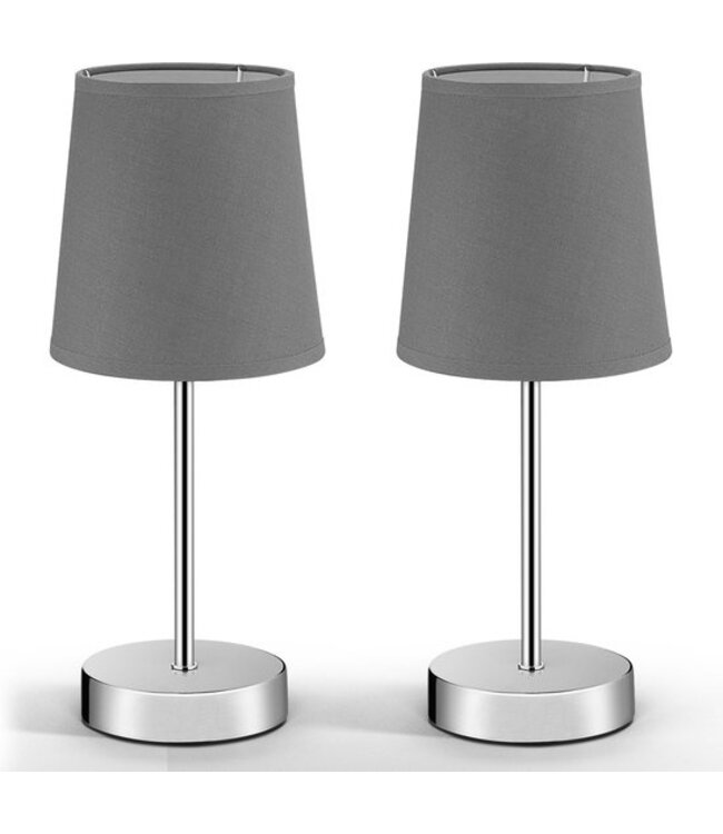 Monzana Nachtlamp 2 Stuks - met Stoffen Kap 32cm - Antraciet