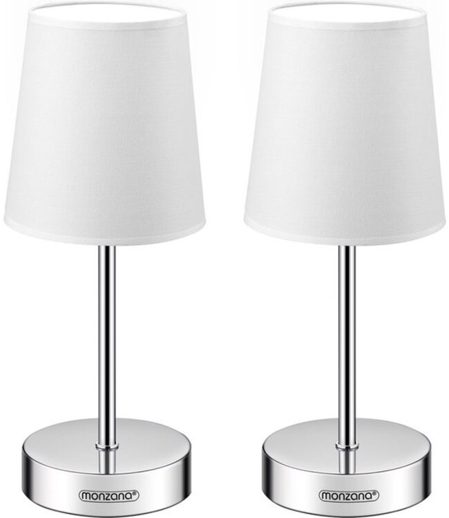 Monzana Tafellamp 2 Stuks – Incl. Lampenkap/ E14/ 32cm - Wit