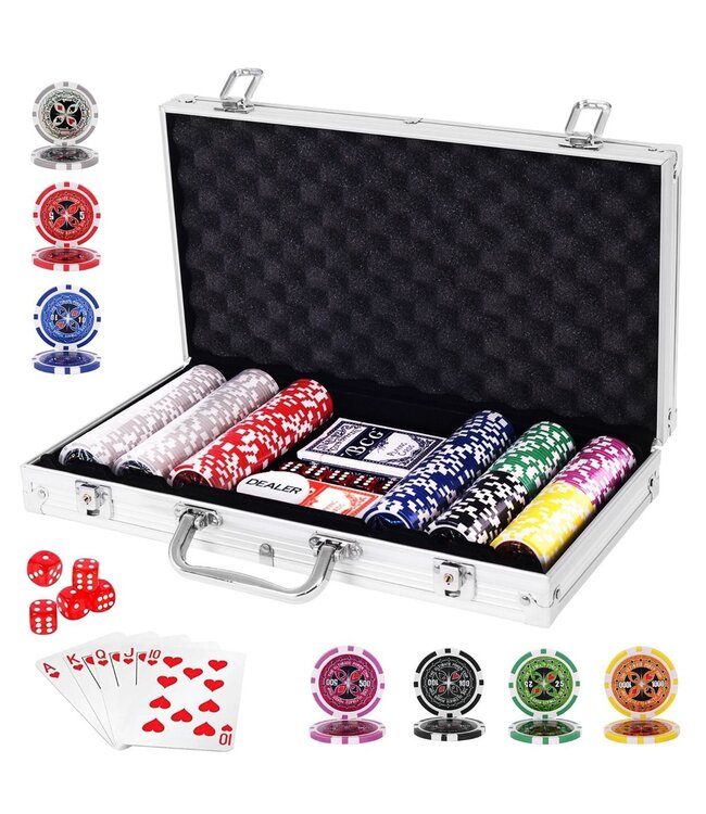 Coast Pokerset met Laserships - 300 Delig - InCoast Pokerset met Laserships - 300 Chips - Aluminium koffer  mooie koffer