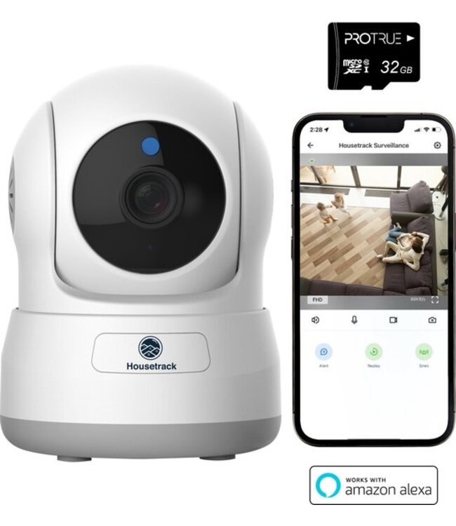 ProTrue Housetrack Surveillance Camera - IP-camera - Binnencamera - HD-camera - 360° Beveiligingscamera voor thuis