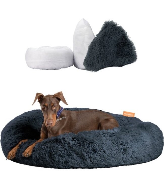 Happysnoots Hondenmand 100cm - Extra Groot Fluffy Donut Hondenbed - Luxe Dog Bed - Wasbaar - Grijs