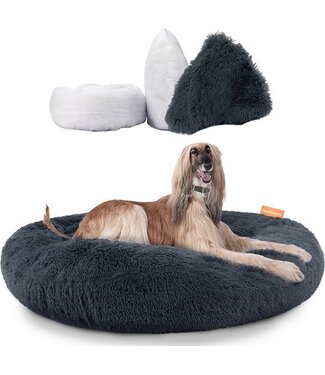 Happysnoots Happysnoots Donut Hondenmand 120cm - Extra Groot - Fluffy - Luxe Hondenbed - Dog Bed - Wasbaar - Grijs