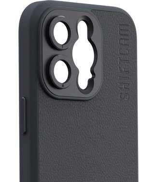 Shiftcam ShiftCam iPhone 14 Pro case - hardcase telefoonhoesje voor LensUltra lenzen - vegan leer - krasvrij - waterbestendig - stootvast - geschikt voor iPhone 14 Pro - antraciet