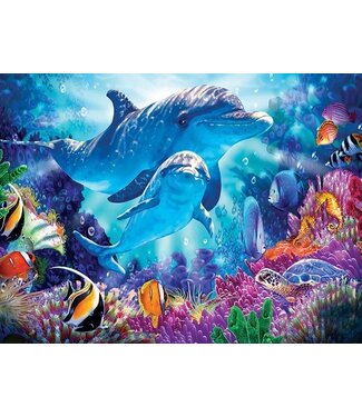 Rubye® Rubye® Diamond Painting Volwassenen - Diamond Painting Kinderen - Kleurrijke Dolfijnen - 30x40cm