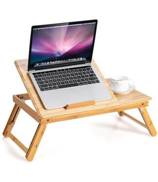 Coast Bamboe Laptoptafel Inklapbaar Notebooktafel Kantelbaar Lapdesk met Lade Opvouwbare Bedtafel voor Het Lezen van Ontbijt Natuur