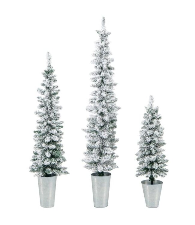 Kerstbomenset Kunstkerstbomen in 3-Pack Pluizige Kerstbomen met 120/140/160 Takpunten en met Cement Gevulde Metalen Vaten