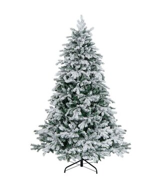 Coast 180 cm Hoge Kunstkerstboom Gevlokte Kerstboom met 1415 Takpunten 260 Warmwitte LED-Verlichting Verlichte Vakantieboom Wit + Groen