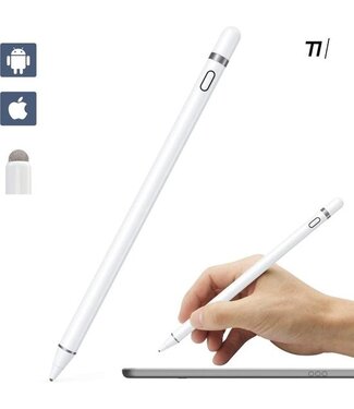 Tikkens Tikkens Stylus Pen - 2 In 1 Active Pencil Geschikt Voor Tablet, Ipad, Android en Apple Telefoons - Wit