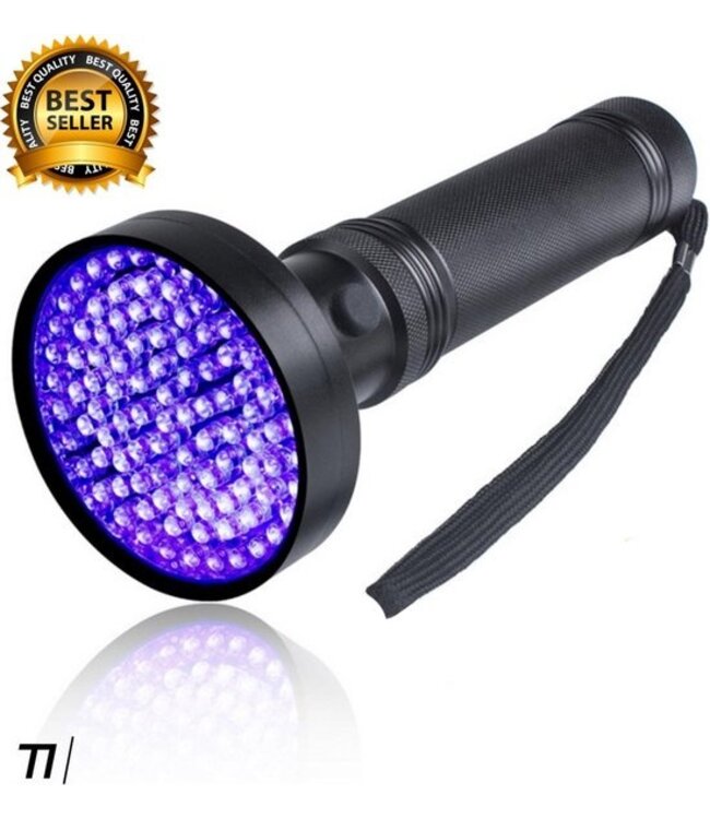 TIKKENS UV Lamp XXL - UV Zaklamp -100 Ultraviolet LED's - Blacklight Zaklamp - Detector Urine, Vals Geld, Overige Vlekken - 395nm