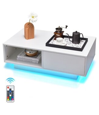 Coast Salontafel met 20 Kleuren LED-Verlichting Rechthoekig - Wit - 95 x 55 x 31 cm (L x B x H)