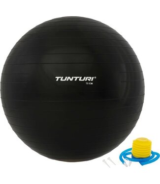 Tunturi Tunturi Fitness bal - Yoga bal inclusief pomp - Pilates bal - Zwangerschaps bal - 75 cm - Kleur: zwart - Incl. gratis fitness app
