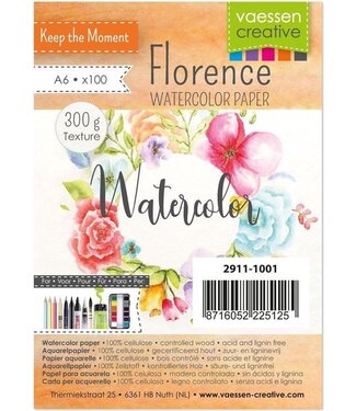 Aquarelpapier - Off White - A6 - 300 grams - Lichte Structuur - Texture - Florence - 100 vellen