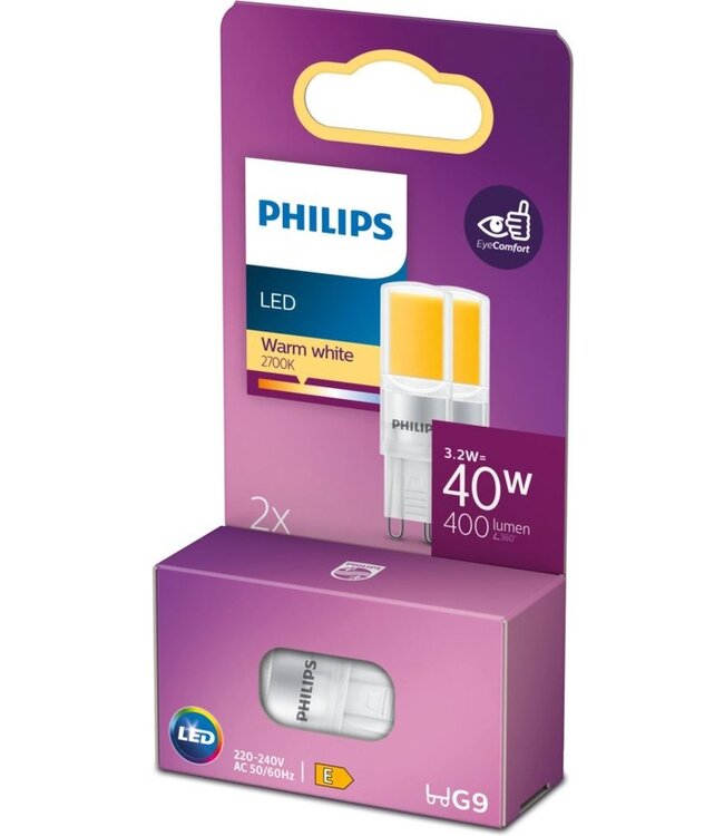 Philips energiezuinige LED Capsule Transparant - 40 W - G9 - warmwit licht - 2 stuks - Bespaar op energiekosten