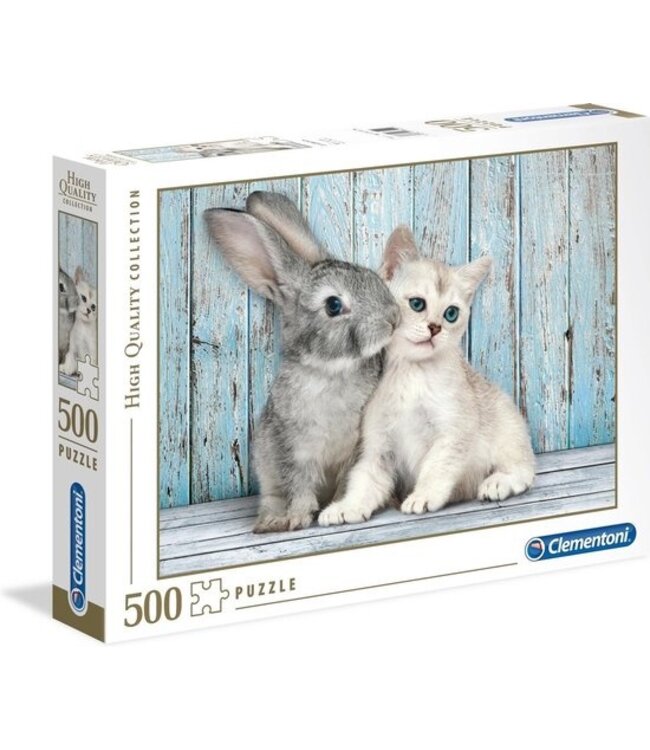 Clementoni - Puzzel 500 Stukjes High Quality Collection, Cat & Bunny, Puzzel Voor Volwassenen en Kinderen, 14-99 jaar, 35004