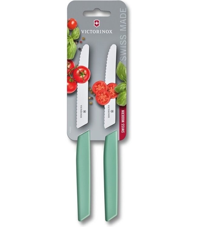 Victorinox Swiss Modern tomaat en worstmes - 2-delig - Mint groen