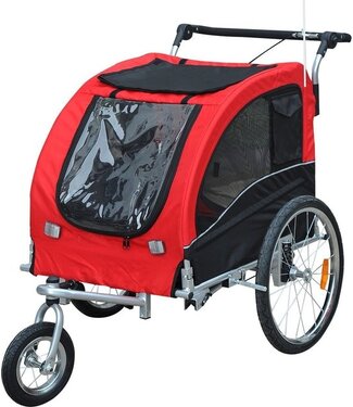 Pawhut Pawhut Honden-en katten fietskar/jogger roodzwart 2-in-1