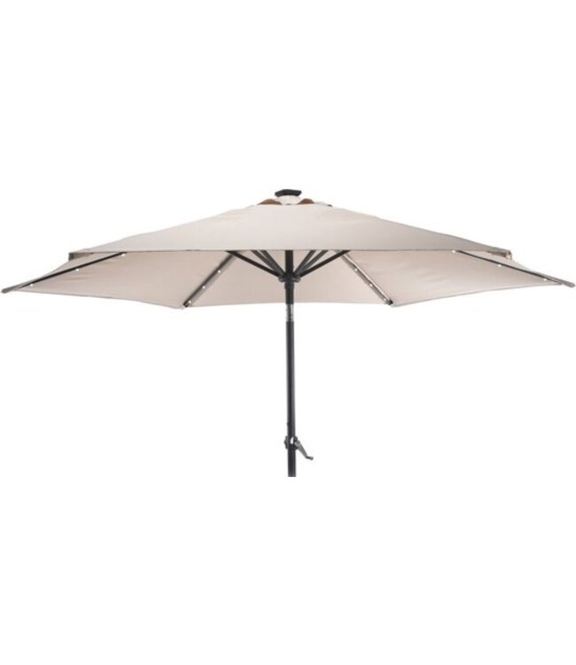 Parasol Solar - Ø 270 cm aluminium - met LED Verlichting - Taupe