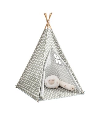 SoBuy SoBuy OSS03 Tipi Tent Voor Kinderen 112 x 112 x 158 cm - Wit/ Grijs