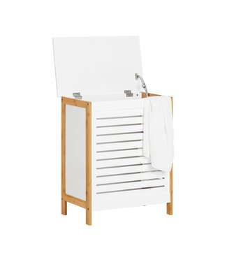 SoBuy SoBuy Wasmand - met deksel - 69 x 13 x 54 cm - Wit