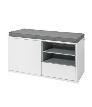 SoBuy SoBuy Schoenenkast met Zitvlak - 86 x 43 x 20 cm - Wit/ Grijs