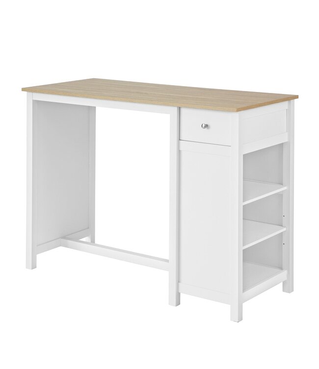 SoBuy Keukentafel met opbergplanken - 120 x 55 x 90 cm - Wit