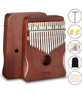 Woodley Kalimba set - 17 tonen - Met Muziekboek - Duimpiano - Muziekinstrument - Mahoniehout - Voor kinderen en volwassenen