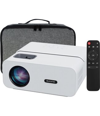 Auronic Auronic Beamer - 10.000 Lumen - WiFi - 170 inch Projector - Full HD - HDMI-kabel, Afstandsbediening, Projectiescherm en Draagtas - Wit