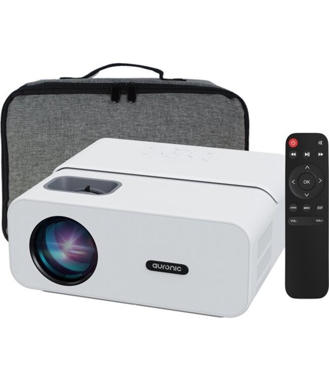 Auronic Beamer - 10.000 Lumen - WiFi - 170 inch Projector - Full HD - HDMI-kabel, Afstandsbediening, Projectiescherm en Draagtas - Wit