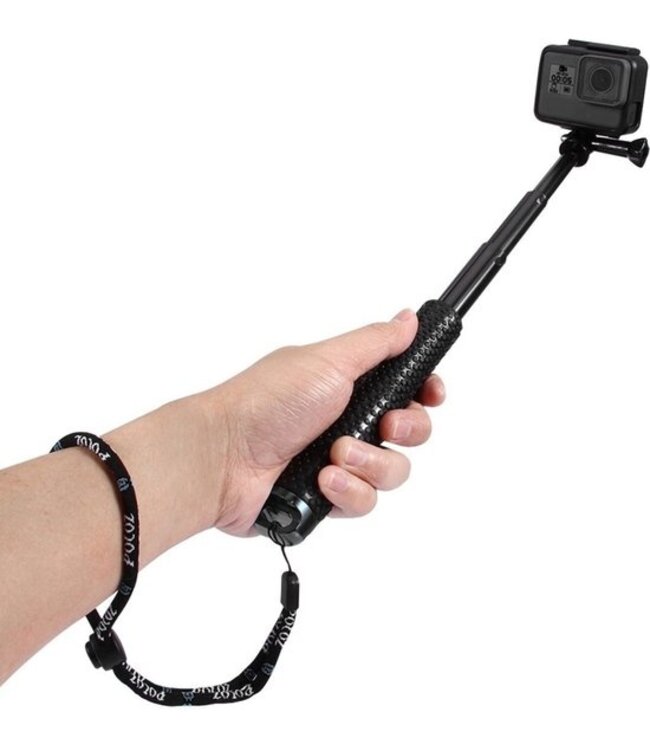 Garpex® Universele Selfiestick XL - Uitschuifbaar tot 95cm - Geschikt voor diverse Actioncamera's - Universeel - Waterproof - Zwart