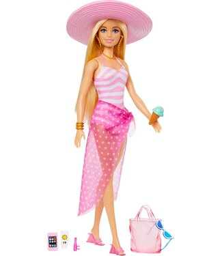 Barbie Barbie Zonnehoed badpak Malibu - Met accessoires - Barbiepop