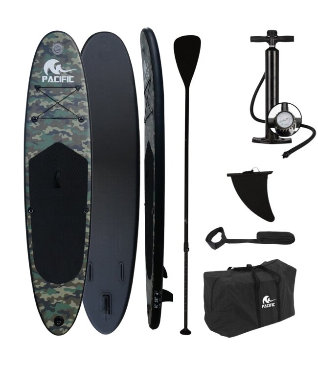 Pacific Special Edition Sup Board - Camouflage - Extra Stevig - 305 cm - 7 Delig - Tot 100 kg - Opblaasbaar