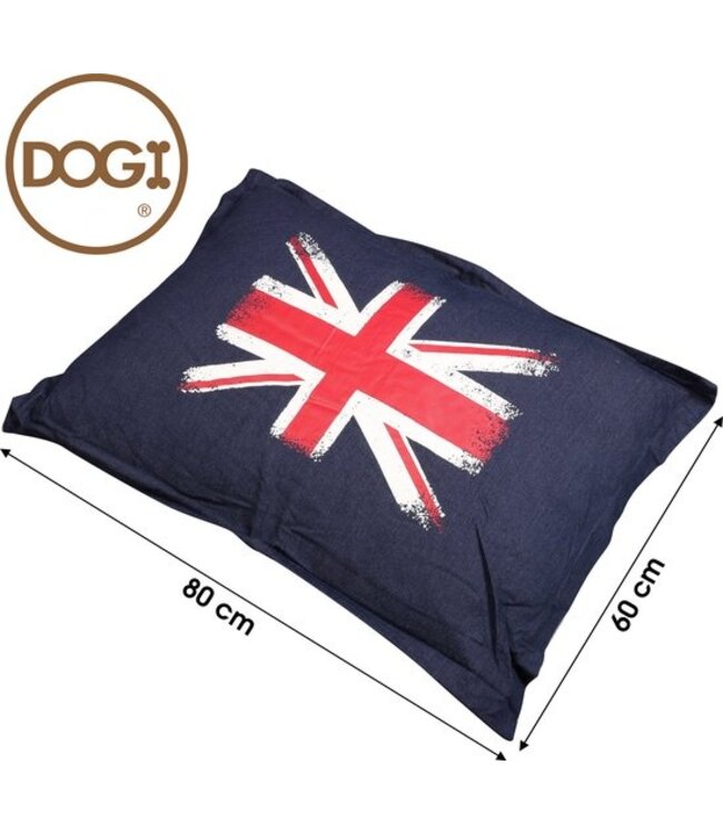 Dogi - Hondenkussen Union Jack - Engelse Vlag - 80x60cm - Hondenmand Donkerblauw