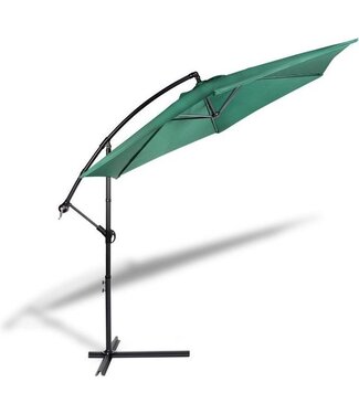 909 Outdoor 909 OUTDOOR Hangende parasol in donkergroen 2.5 m hoog, Tuinparasol met stalenframe en hoes, Parasol met zwengelgreep en kantelfunctie, Diameter 300 cm