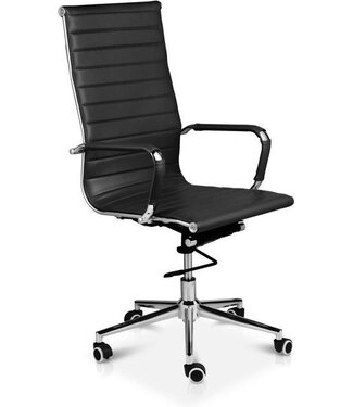 Lifa-Living LIFA LIVING Bureaustoel Brisbane - Zwart - Leer - Modern - Ergonomisch - Verstelbaar - Draagcapaciteit: 150 kg