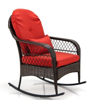 Coast Coast Schommelstoel Buiten - 1 Persoons - Rotan - Max. 120 kg - 67 x 87 x 95 cm - Rood / Bruin