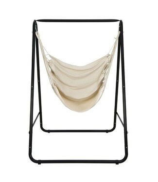 Coast Coast Hangstoel - Hangend Schommelset Binnen en Buiten - Maximaal 120KG - 125 x 114 x 165 cm - Beige/Zwart