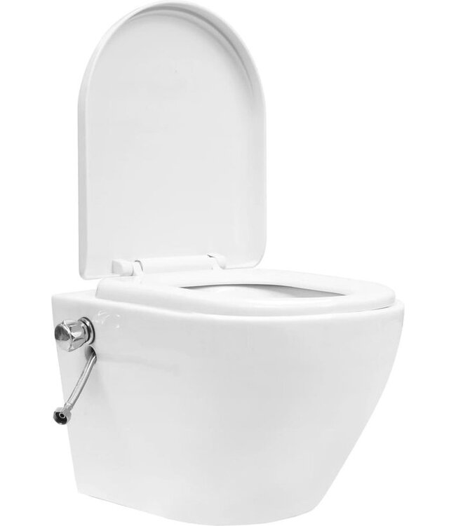 vidaXL Toilet - Hangend - Randloos - Incl Bidetfunctie - Keramiek - Wit