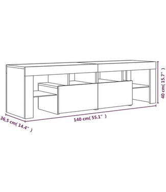vidaXL vidaXL-Tv-meubel-met-LED-verlichting-140x36,5x40-cm-grijs-sonoma-eiken