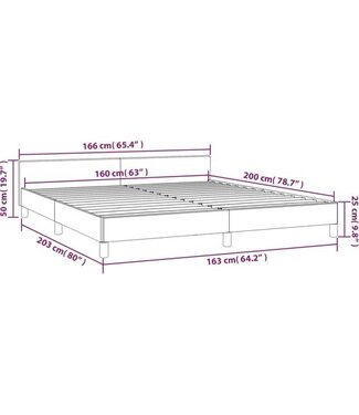 vidaXL vidaXL - Bedframe - met - hoofdeinde - stof - donkergrijs - 160x200 - cm