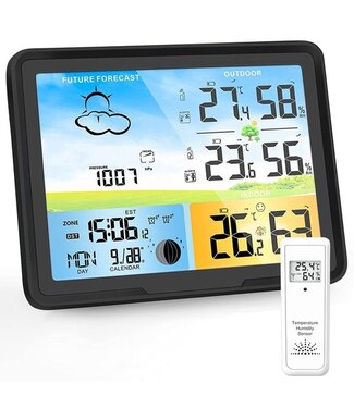 Strex Strex Weerstation Zwart - Draadloos - 75M Bereik - Binnen & Buiten - Temperatuur - Luchtvochtigheid - Weersvoorspelling