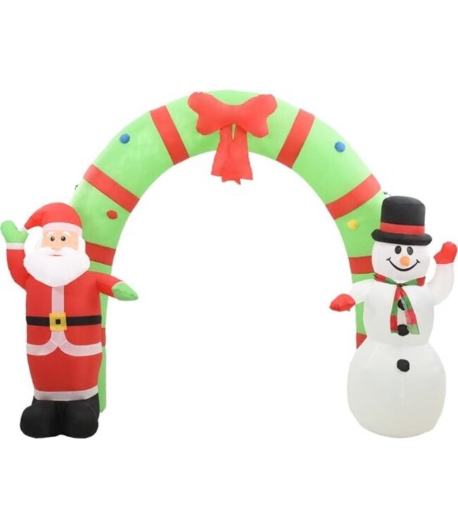 vidaXL - Kerstboog - kerstman - en - sneeuwpop - opblaasbaar - LED - 223 - cm