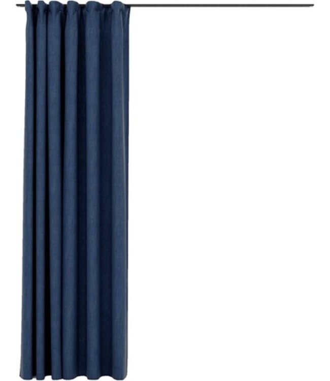 vidaXL - Gordijn - linnen - look - verduisterend - met - haken - 290x245 - cm - blauw