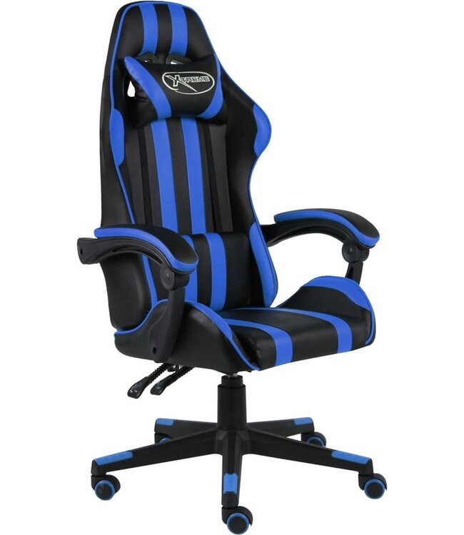 vidaXL - Racestoel - kunstleer - zwart - en - blauw