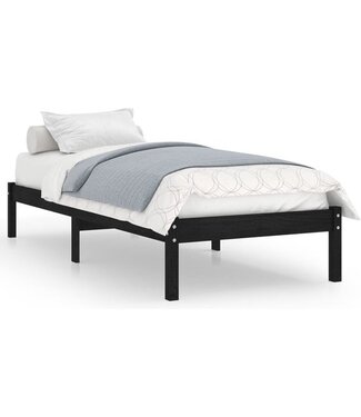 vidaXL vidaXL - Bedframe - massief - hout - zwart - 90x190 - cm