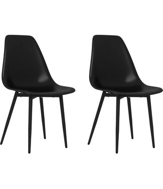 vidaXL vidaXL - Eetkamerstoelen - 2 - st - PP - zwart