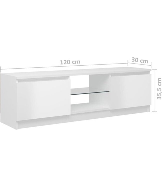 vidaXL - Tv - meubel - met - LED - verlichting - 120x30x35,5 - cm - hoogglans - wit