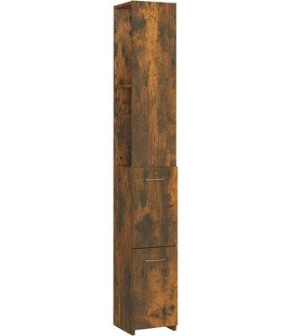 vidaXL vidaXL Badkamerkast - Bewerkt Hout - 25x26,5x170cm - Gerookte Eikenkleur