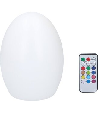 Grundig Grundig LED Tafellamp Ei-Vorm - RGB Lamp - Tafellamp op Batterijen - met Afstandsbediening - Verschillende Licht Kleuren en Modus - Timerfunctie 4 tot 8 Uur - Kunststof - Wit