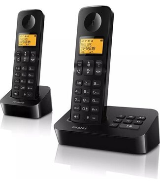 Philips Philips Draadloze Telefoon D2652B/01 Dual - Huistelefoon met Antwoordapparaat - 1'6 Inch Display - Telefoonboek - Nummerherkenning - Sneltoetsen - Zwart