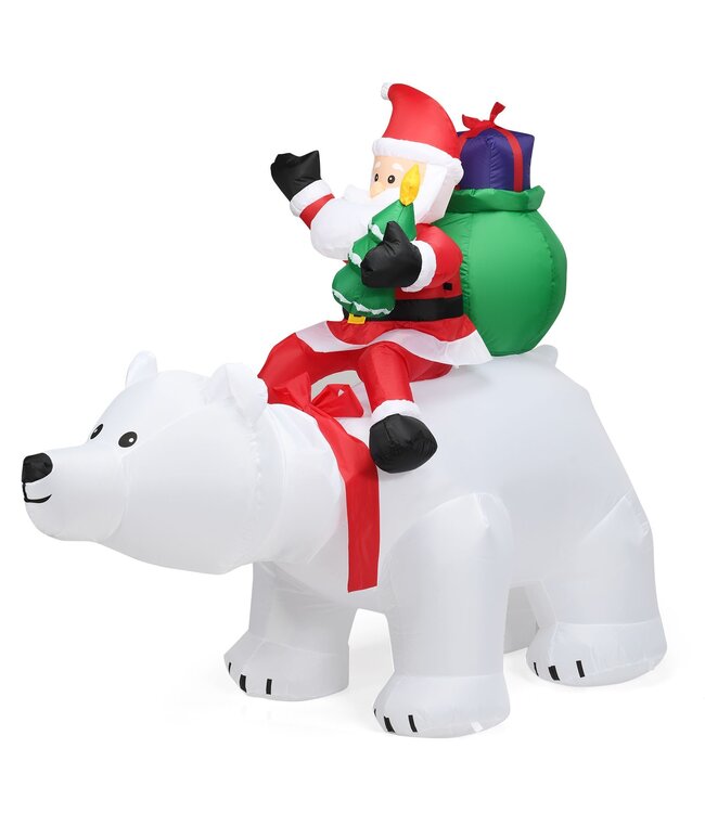 Coast opblaasbare ijsbeer & rij -kerstman, kerstfiguur met LED's, kerstdecoraties waaronder blower & accessoires 200cm